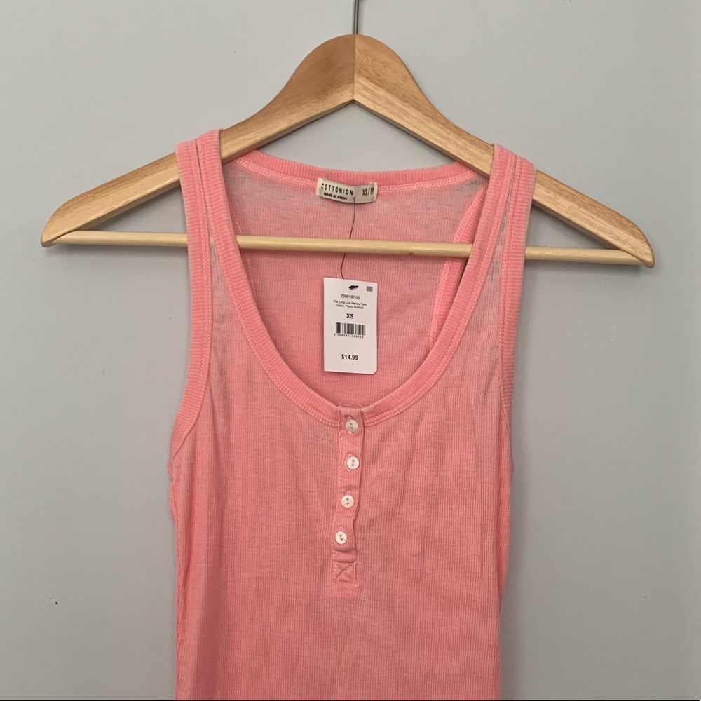 CottonOn Pink Henley Tank NWT
